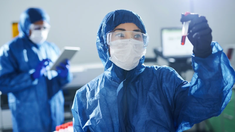 Koronavirüs enfeksiyonu için covid19 incelemesi yapan bilim insanı