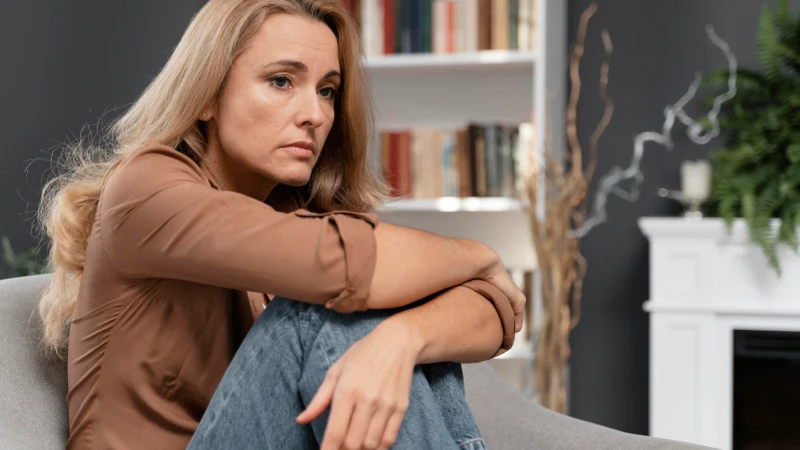 Anhedoni belirtileri yaşayan kadın