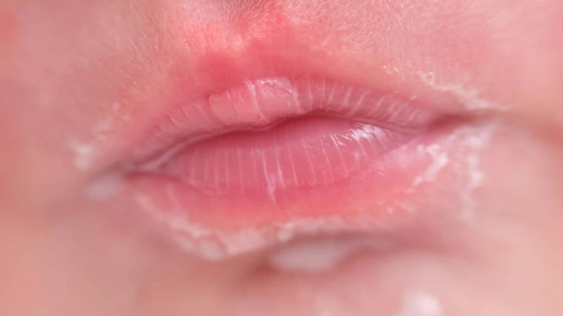 bebeklerde dudak kuruluğu yaşayan yenidoğan