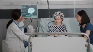 manyetik uyarım tedavisi uygulanan çocuk