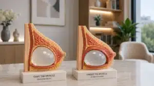 breast implants over vs under the muscle